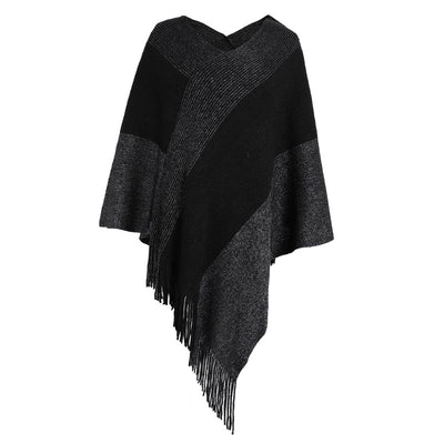 Contrast Cloak Shawl Sweater Coat