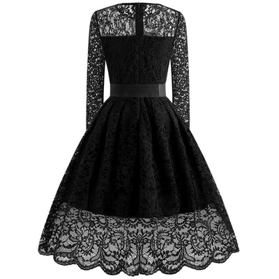 Retro Lace Big Swing Slim Dress