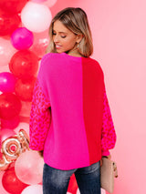 Fashion Pullover Color Matching Splicing Long Sleeve Sweater