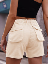 Elastic Waist Denim Casual Shorts