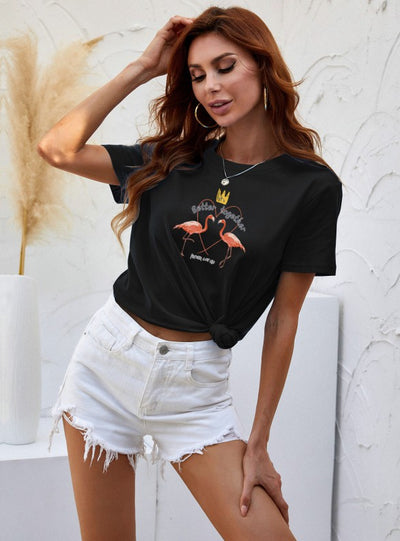 Flamingo Printed Cotton T-shirt