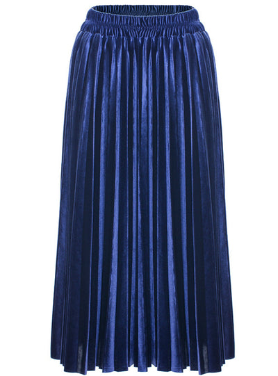 Women's Velvet Pleated Skirt With High Waist