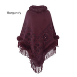Bead Tassel Hem Cape Shawl