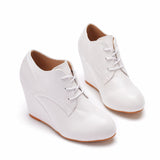 White Heeled Lace-up Heeled Boots