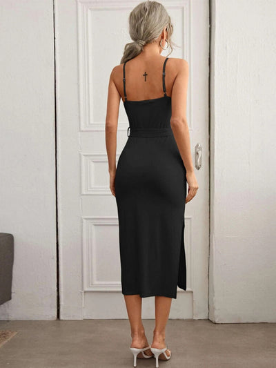 Sexy Women Slit Knit Sling Dress