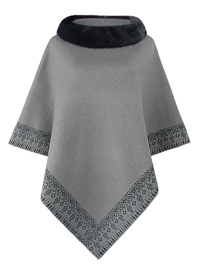 Fur Collar Cape Shawl Coat