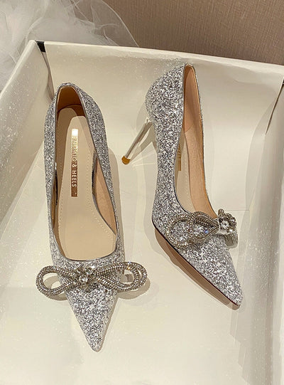 Pointed Female Stiletto Sequined Crystal Shoes