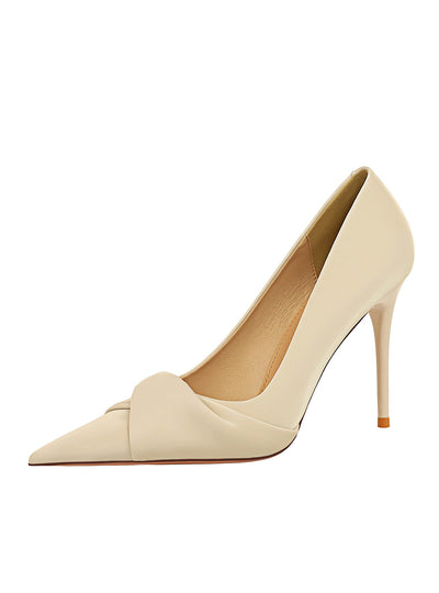 High-heeled Shallow Pointed Bow Shoes