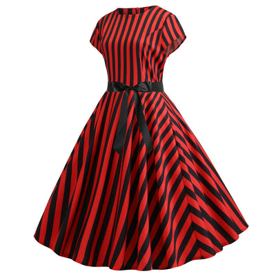 Women Striped Cap Sleeve Dress