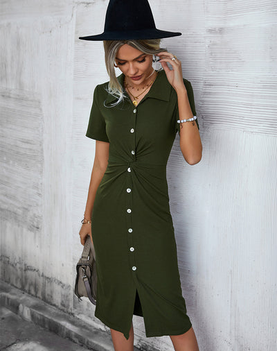Shirt Collar Button Casual Dress