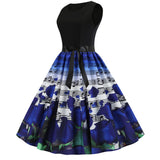 Retro Sleeveless Note Flower Print Dress