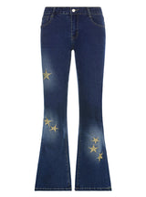 Gradual Embroidery Pentagram Jeans