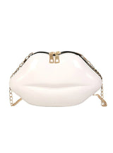Lips Shape PVC Handbags Solid Zipper Shoulder Bag