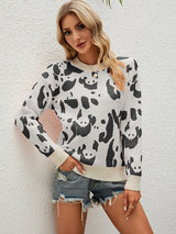 Turtleneck Animal Pattern Color Matching Sweater