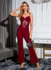 V-neck Openwork Lace Suspender Jumpsuit