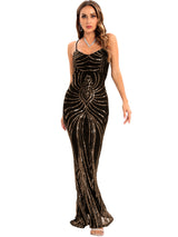 Sexy Suspender Retro Sequined Dress