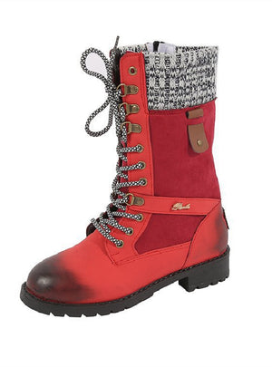 Round-toe Knitted Wool Top Martin Boots