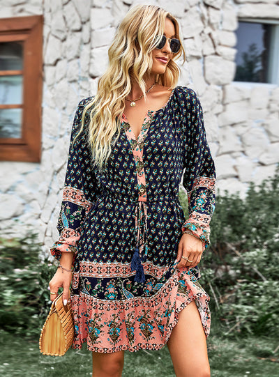 Bohemian Leisure Holiday Print Dress