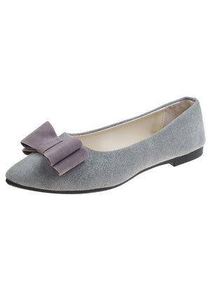 Women's Suede Bow Flat Shoes