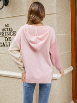 Color Contrast Hooded Sweater