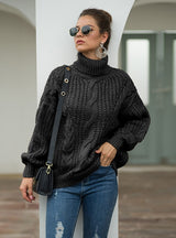 High Neck Thick Twist Turtleneck Sweater