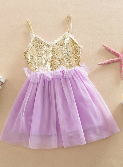 Tulle Ball Sleeveless Dresses Sequins Princess Children