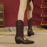 Retro Side Zipper Center Tube Pointed Rider Boots