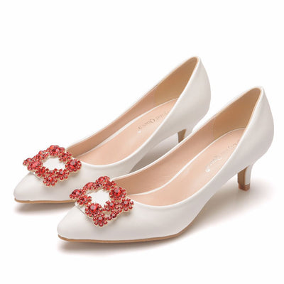 Square Buckle Rhinestone Pointy Shoes