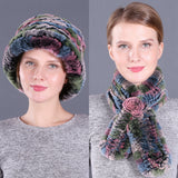 Female Winter Rex Rabbit Hair Knitted Wool Hat