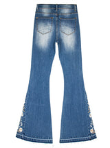 3D Embroidered Trousers Flared Jeans
