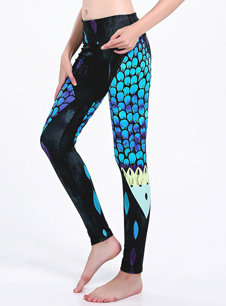 Elastic Slim Leggings Petal Printed Workout