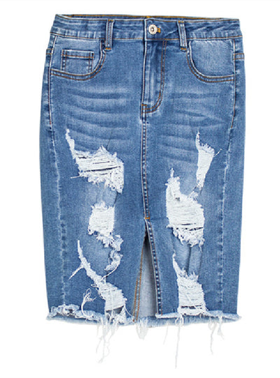 Slim-fit Jeans Pierced Tassel Skirt