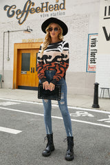 Leopard Print Pullover Color Matching Sweater