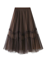 Pleated Corrugated Spliced Gauze Skirt