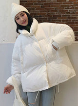 Winter Jacket Women Stand Collar Solid Female Down Coat