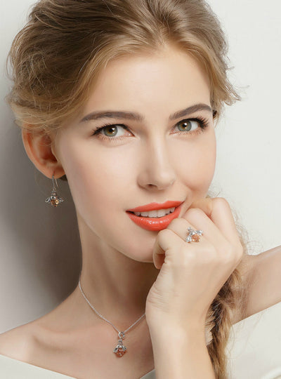 925 Sterling Silver Lovely Orange Bee Animal