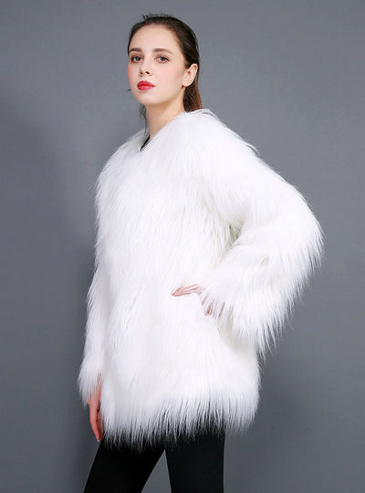 Women Imitation Fur Coat Long Hair Coat Wool Speed