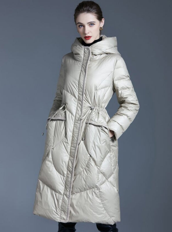 Thick Hooded White Duck Down Jacket