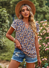 V-neck Printed Casual T-shirt