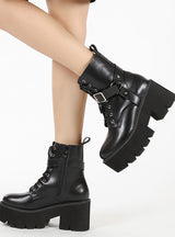 Foam-soled Round Head High-heeled Martin Boots