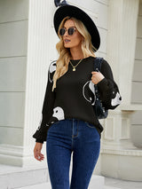 Loose Pullover Color Matching Sweater