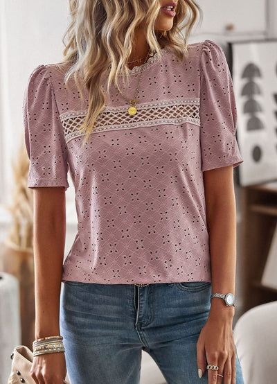 Casual Round Neck Stitching Shirt T-shirt