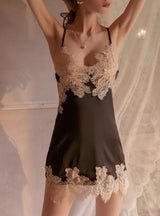 Lace Gauze Satin Split Ice Silk Sexy Pajamas