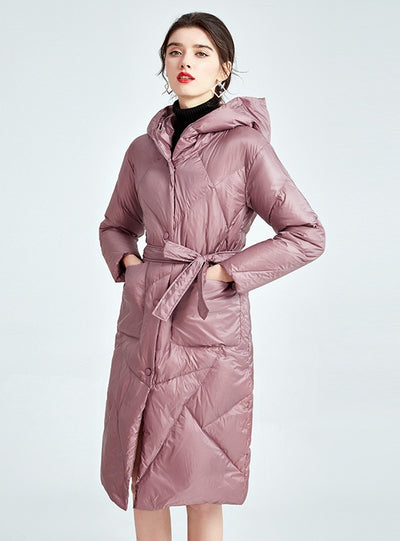 Slim-fit Long Hooded White Duck Down Light Down