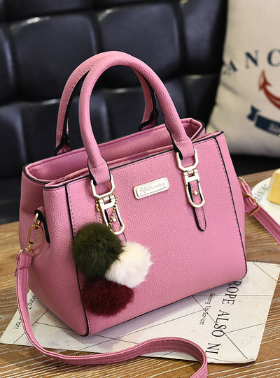 Women Hairball Ornaments Totes Solid Sequined Handbag