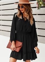 Long Sleeve Autumn Winter Solid Color Dress