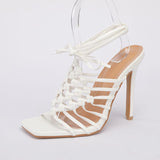 Ultra High Heel Woven Belt For Women's Sandals