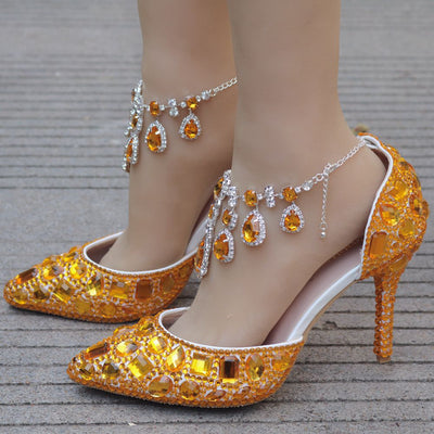 Rhinestone Sequins Pointed Wedding Shoes