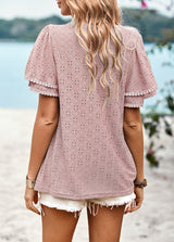 Solid Color Hollow Knit Top