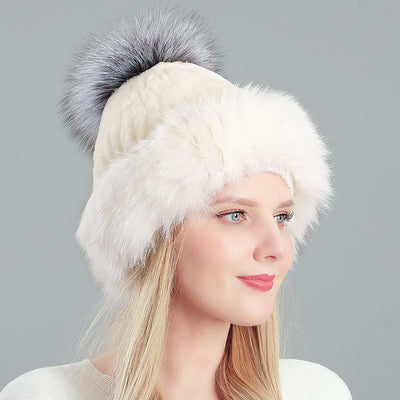 Warm Winter Fox Fur Hat Fox Fur Ball Hat
